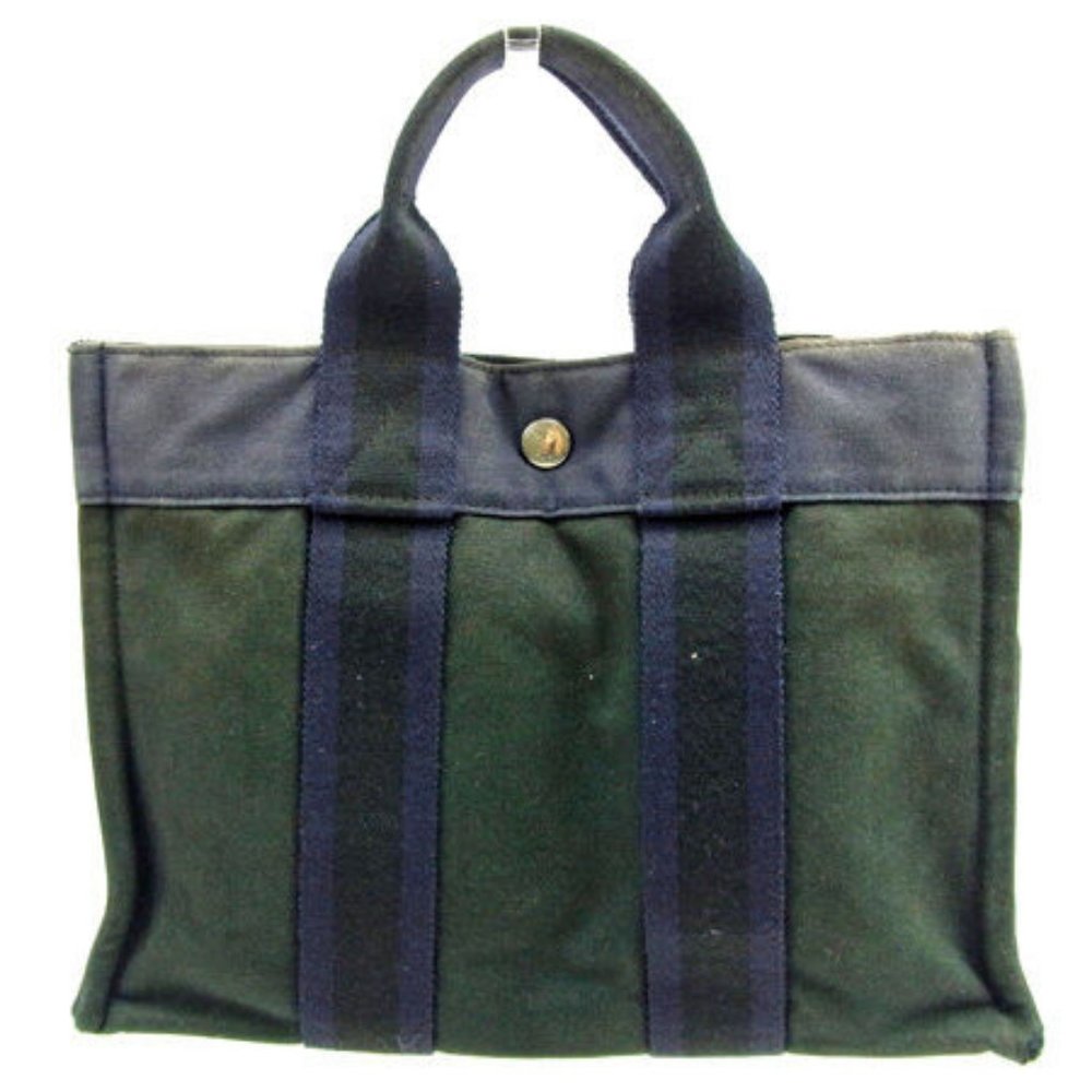 Hermes Tote bag Fourre Tout Black Navy Woman Authentic Used Y5967 - Picture 2 of 6